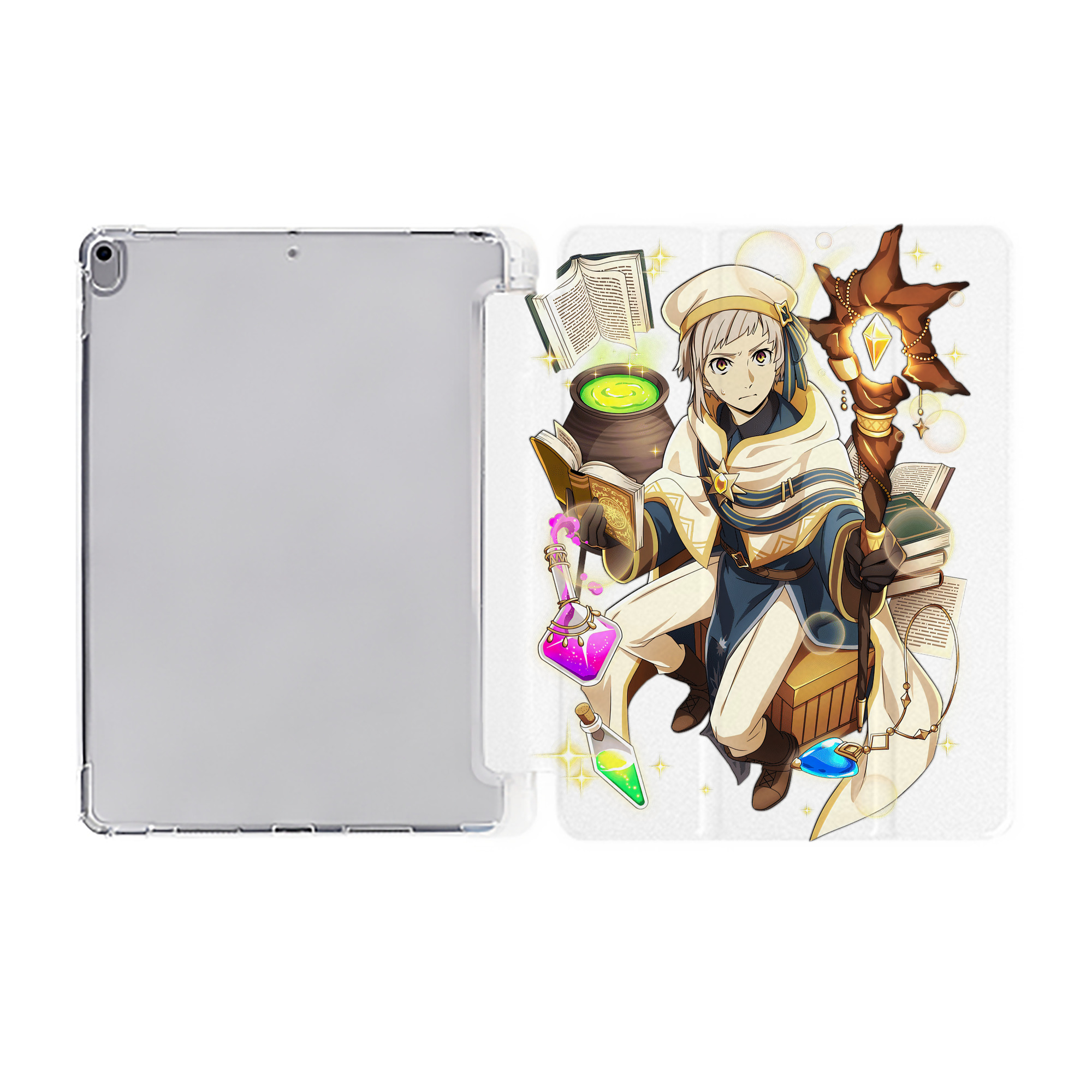（画像用） 文豪ストレイドッグス Bungo Stray Dogs IPad ケース ペン収納付き 三つ折りスタンド PUレザー×シリコン 対応機種9.5/10.5/10.9インチ